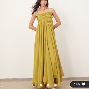 ASOS ARRANGE super full trapeze cami godet maxi dress in chartreuse